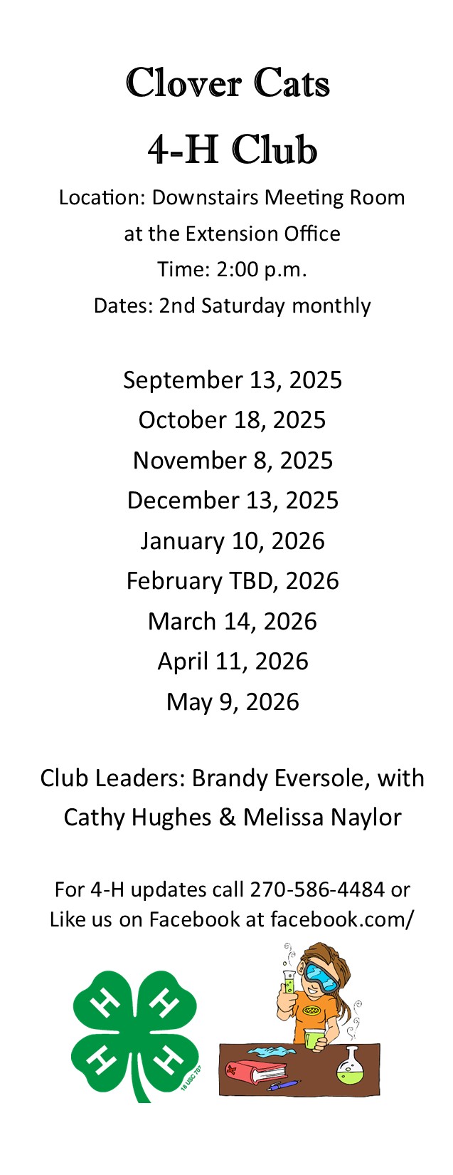 Clover Cats Schedule