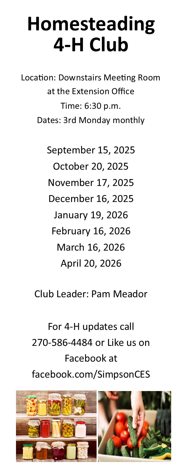 Homesteading Schedule